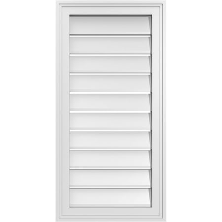 Ekena Millwork Vertical Surface Mount PVC Gable Vent: Functional, w/ 2"W x 1-1/2"P Brickmould Frame, 16"W x 32"H GVPVE16X3202SF